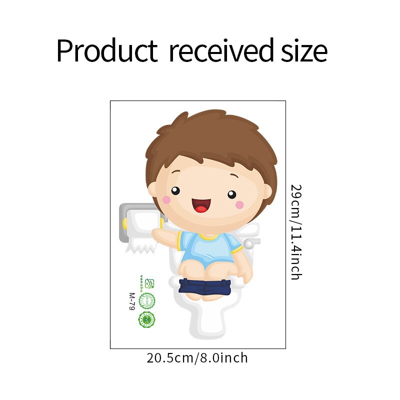 Cartoon Cute Little Boy Squatting Toilet Nursery Toilet Stickers Home Decoration Wall Stickers Self-Adhesive