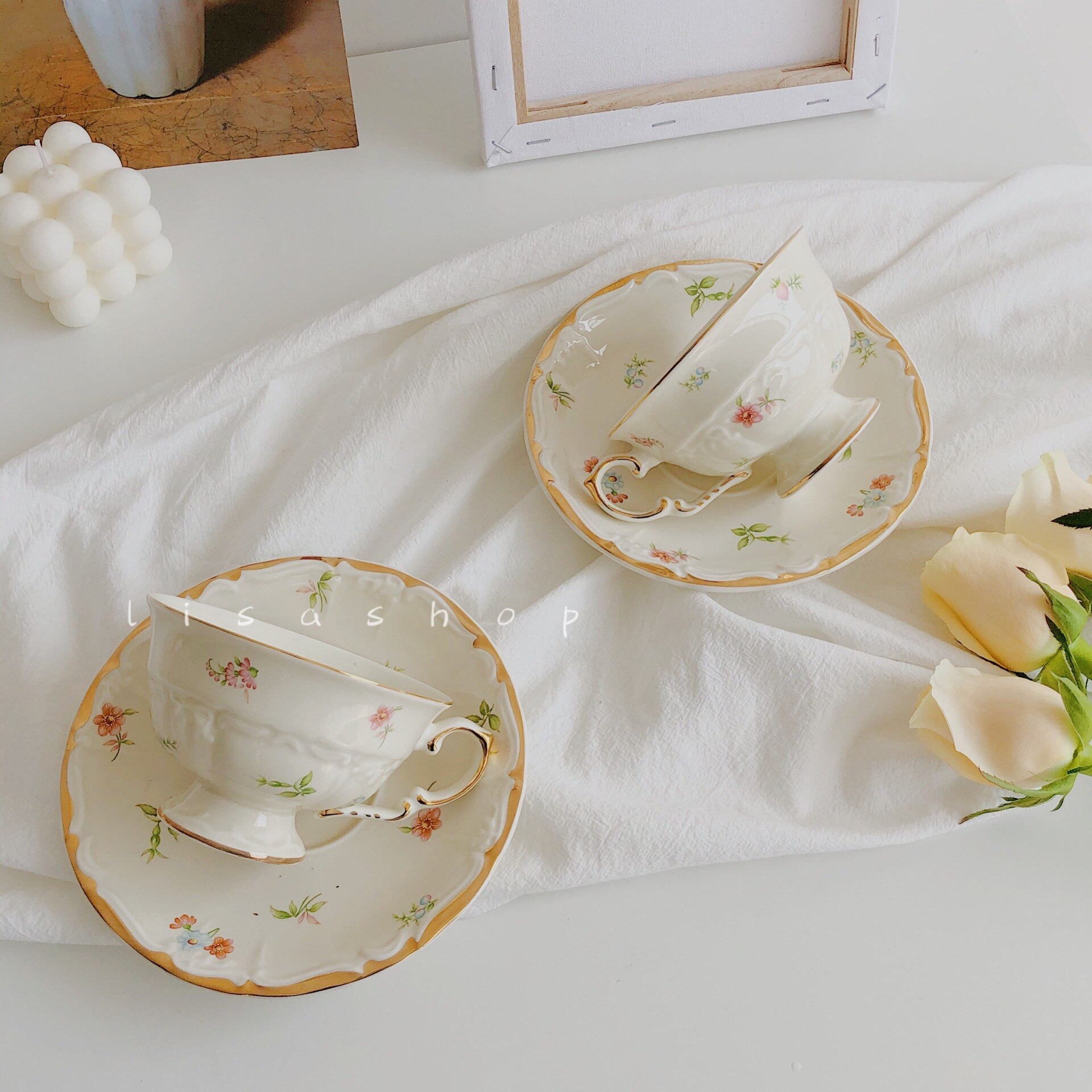 White French Style Ceramic Coffee Cup and Saucer Set Small Funny Vintage Reuseable Coffee Cup Filizanki Do Kawy Mug BD50CS