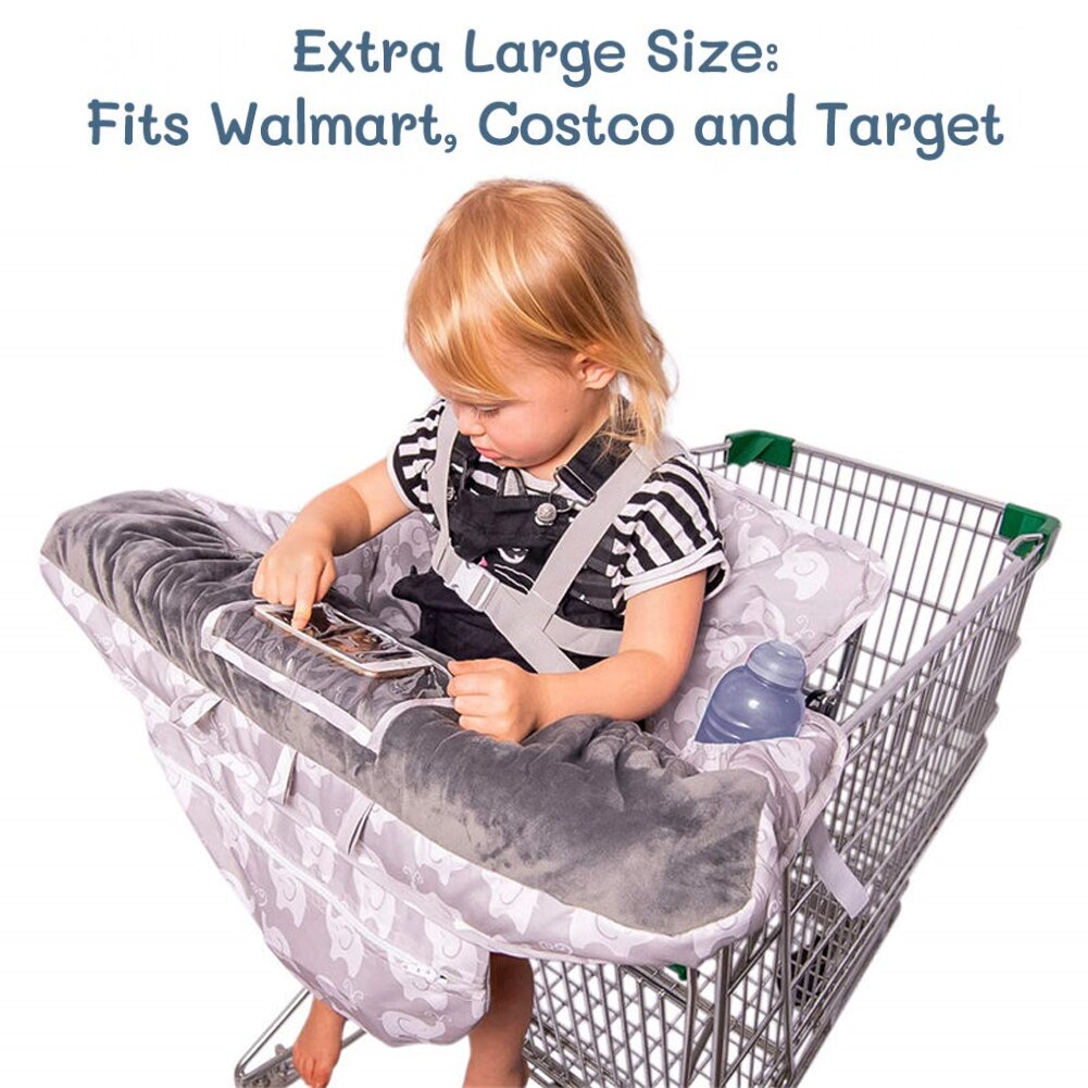 2 in 1 shopping supermarked beskyttelse baby sæde pude pad sikker vogn dække med lommer positioner multifunktionel høj stol