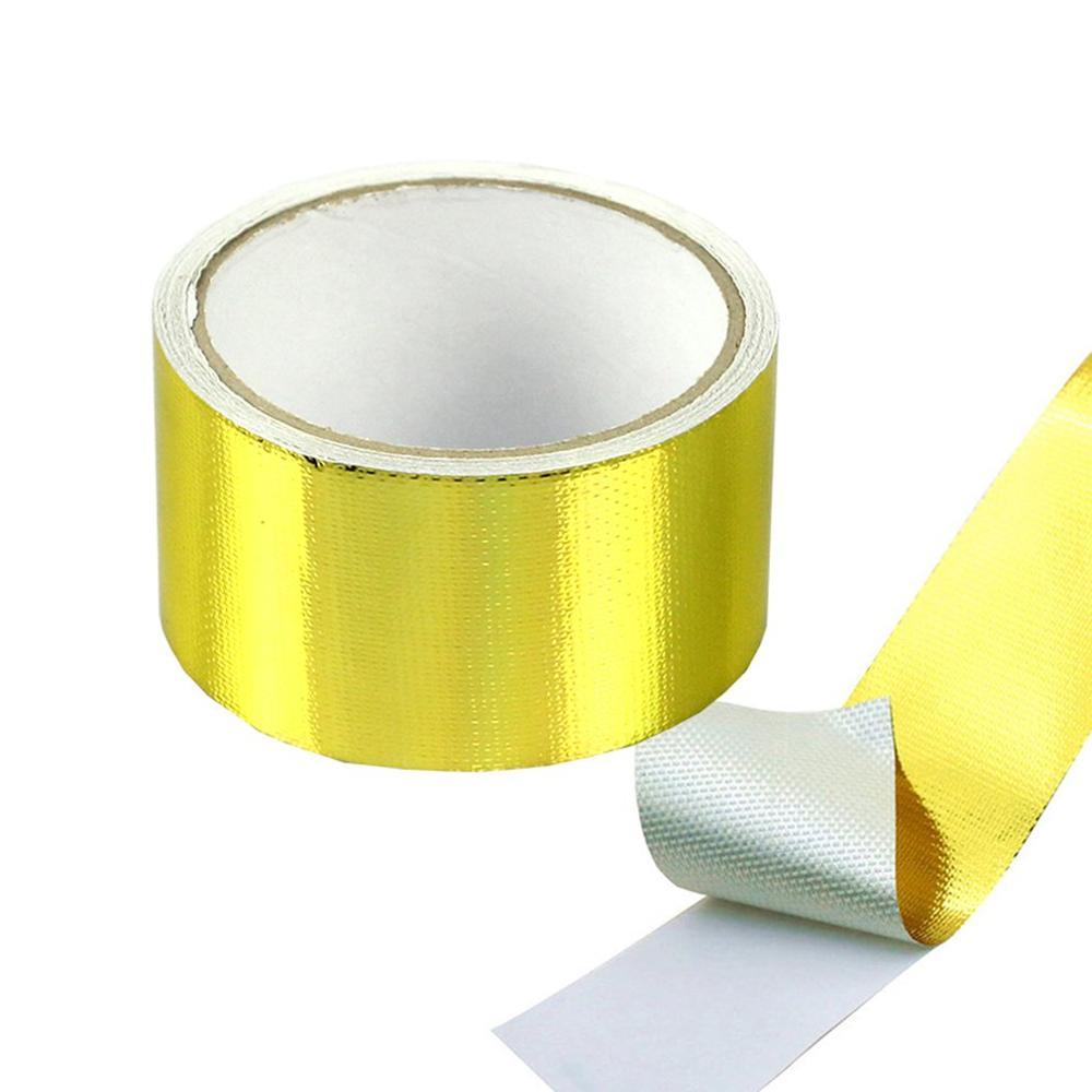 Universial Golden Aluminiumfolie Tape 5 Meter Warmte-isolatie Aluminiumfolie Voor Auto Motor Inlaattraject Turbine