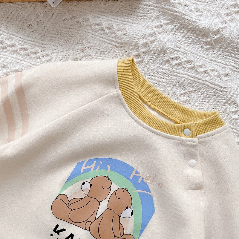 2022 spring new Baby manica lunga orso pagliaccetto cotone ragazzi vestiti ragazza infantile carino orso stampa tuta neonato tutina