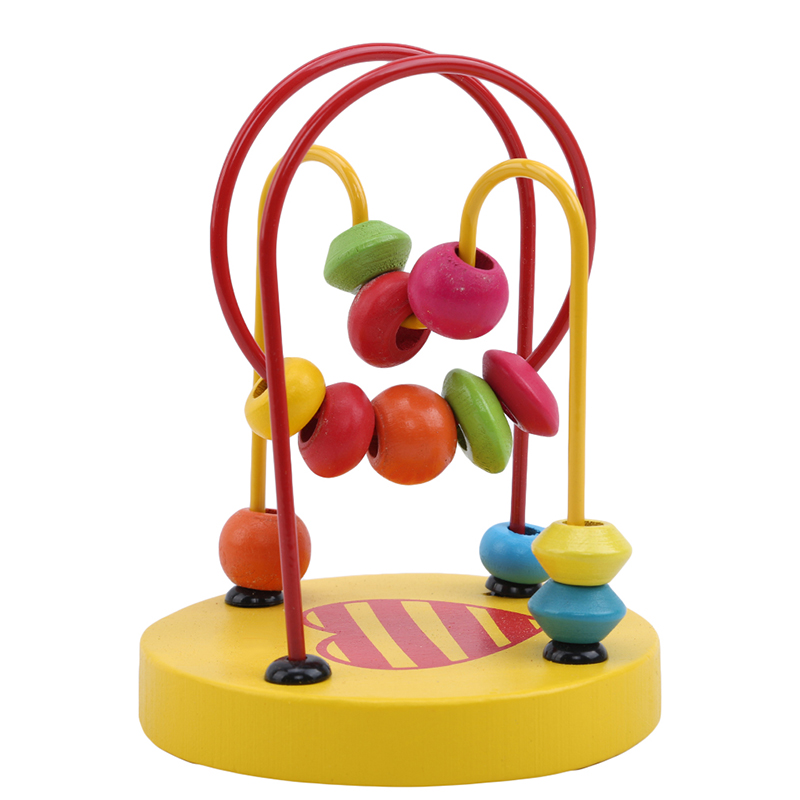 Baby farverig træ mini omkring perler tråd labyrint matematik legetøj børn børn småbørn pædagogisk legetøj