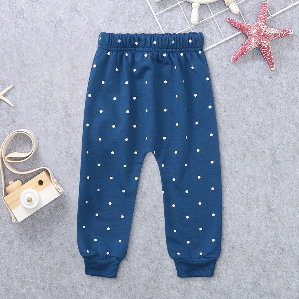 Bebê infantil crianças meninas meninos crianças calças dot print calças roupas mistura de algodão novidade moda casual bebê calças