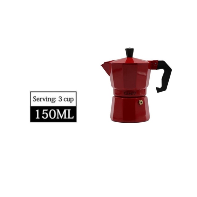 Aluminum Mocha Pot Coffee Maker Durable Moka Cafeteira Espresso Moka Coffee Pot 3 / 6 cup Red Blue Silver Rose: Red 3 cup