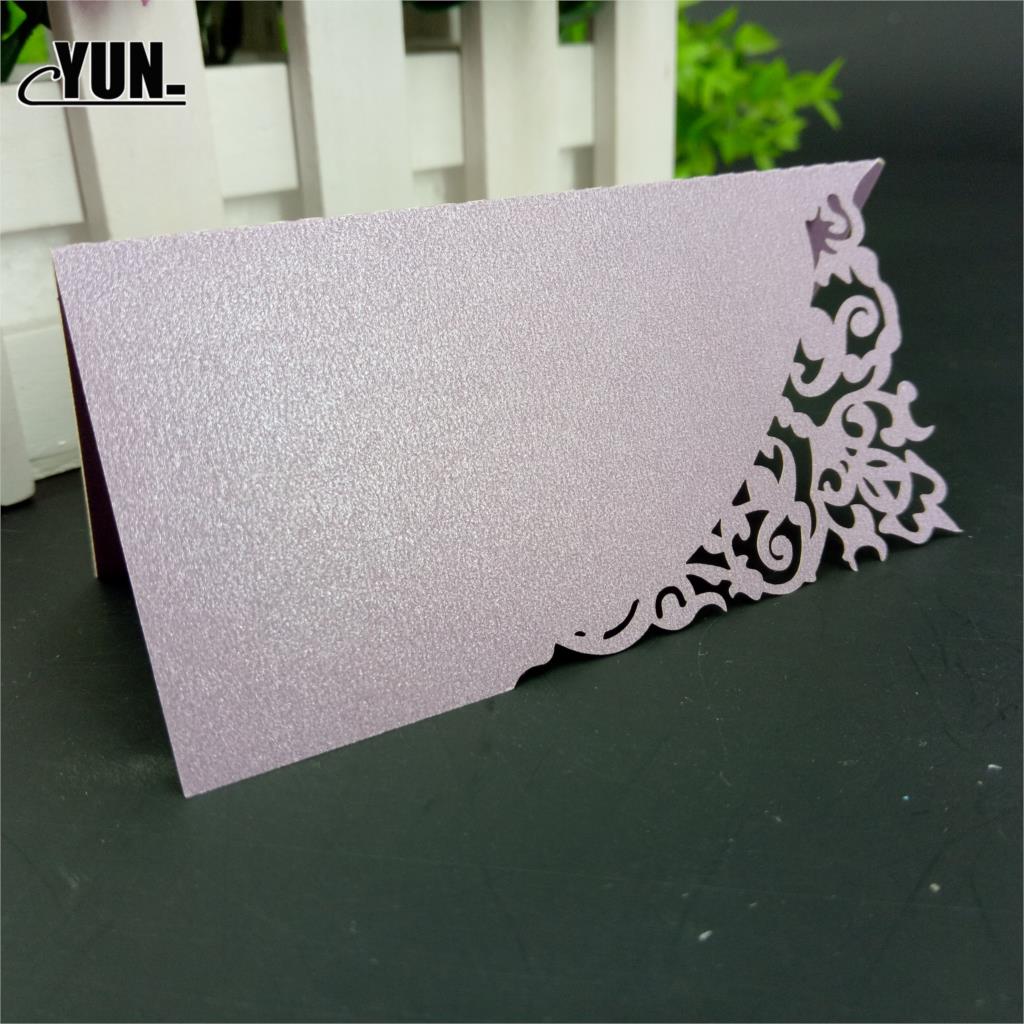 10pc Perlglanz Spitze Name Ort Karten Hochzeit Dekoration Tabelle Dekor Tabelle Name Nachricht Gruß Karte Party Weihnachten Lieferungen: hell Violett