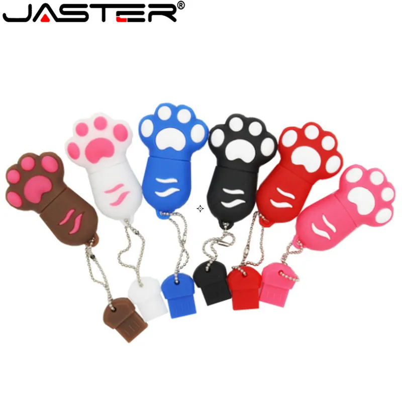 JASTER dessin animé chat griffe USB clés 64GB mignon stylo lecteur 32GB 16GB Mini Gel de silice USB bâton pour les enfants