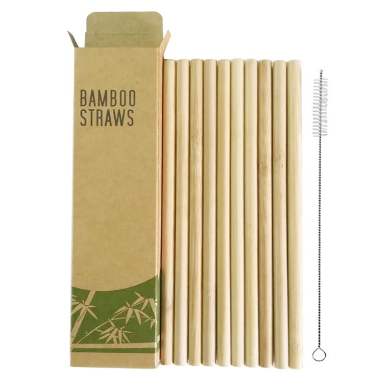 10Pcs/Set Natural Bamboo Reusable Drinking Straws Eco-friendly Party Bar Straws Reusable Accessory Cocktail Straw Steel Tools