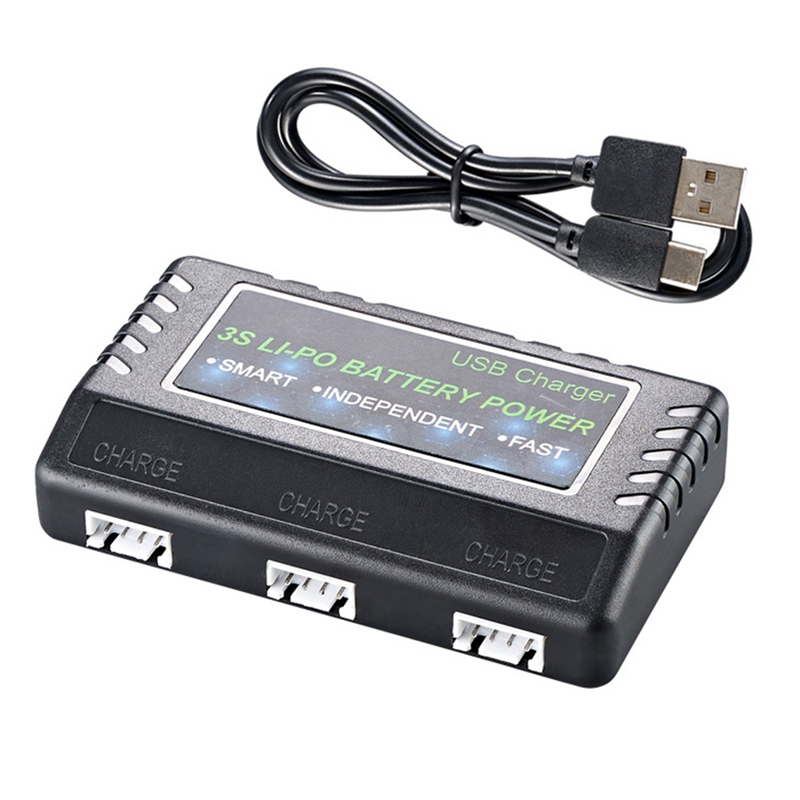 Cargador de batería li-po de 11,1 V, Cable USB, caja de cargador equilibrada para baterías 3S, paquete de batería de polímero de litio