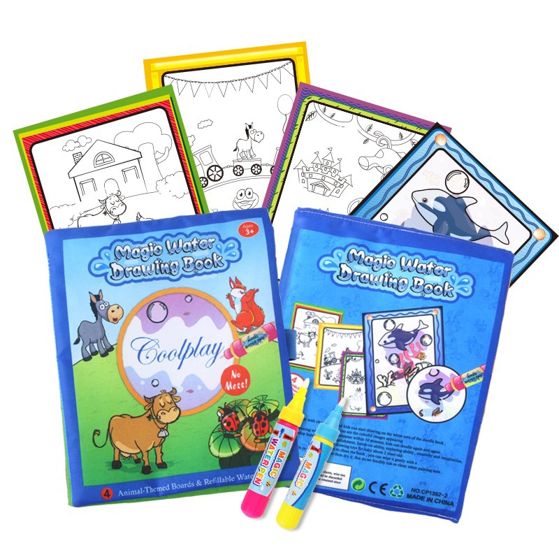 Dieren Water Tekening Boek & 2 Magic Pennen Niet giftig Water Kleuring Board Doodle Herbruikbare Mat voor Kinderen Educatief leren Speelgoed