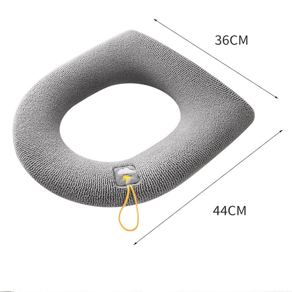 1pc Winter Warm Toilet Seat Cover Closestool Mat Washable Bathroom Accessories Knitting Pure Color Soft O-Shape Pad Toilet Seat