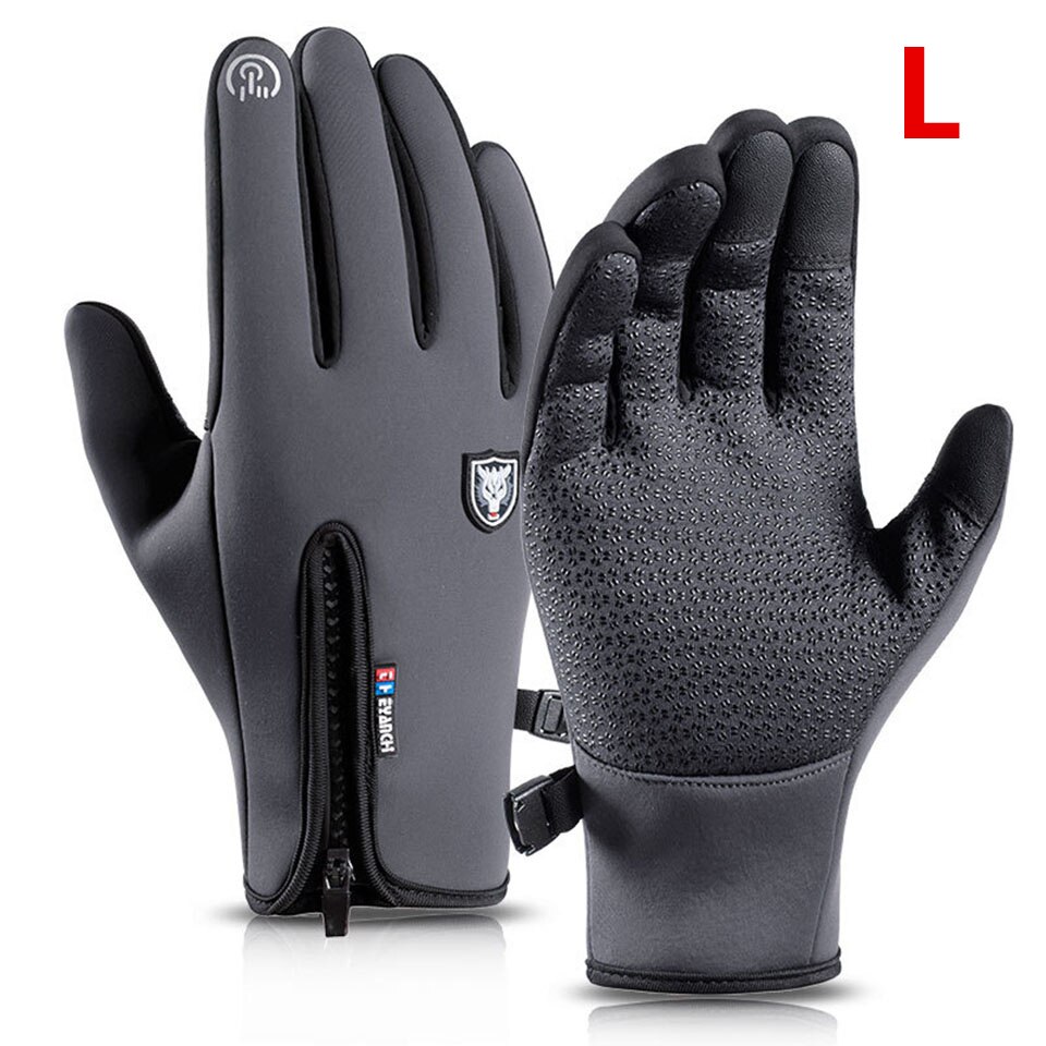 Xiaomi-guantes de invierno térmicos y cálidos para hombre y mujer, resistentes al viento, para deportes al aire libre, ciclismo, guante de pantalla táctil de dedo completo: Grey L