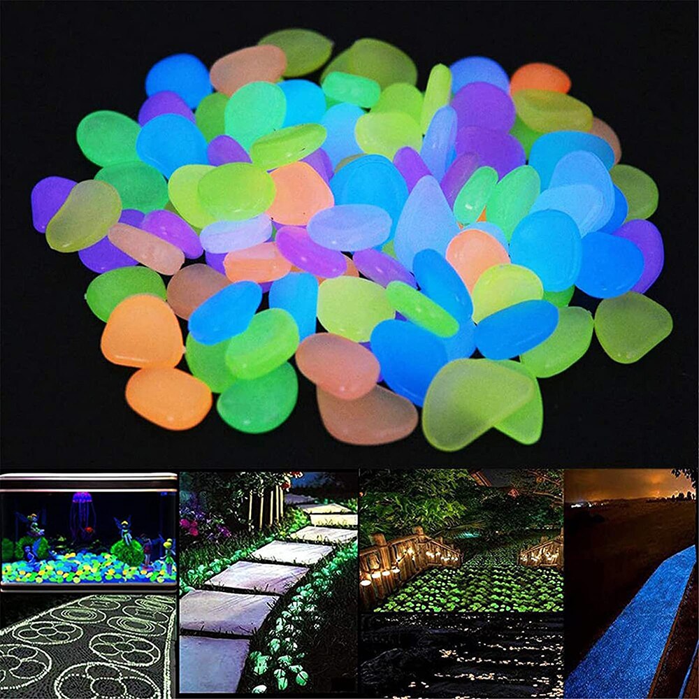 100Pcs Decorative Stones Glow in The Dark Rocks, Decorations for Walkways, Gardens, Driveways or Houseplants Glow Rocks
