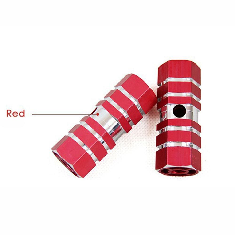 2 uds de aluminio antideslizante bicicleta MTB bicicleta Pedal del eje trasero delantero pie clavijas BMX reposapiés palanca cilindro accesorios de bicicleta: Rojo