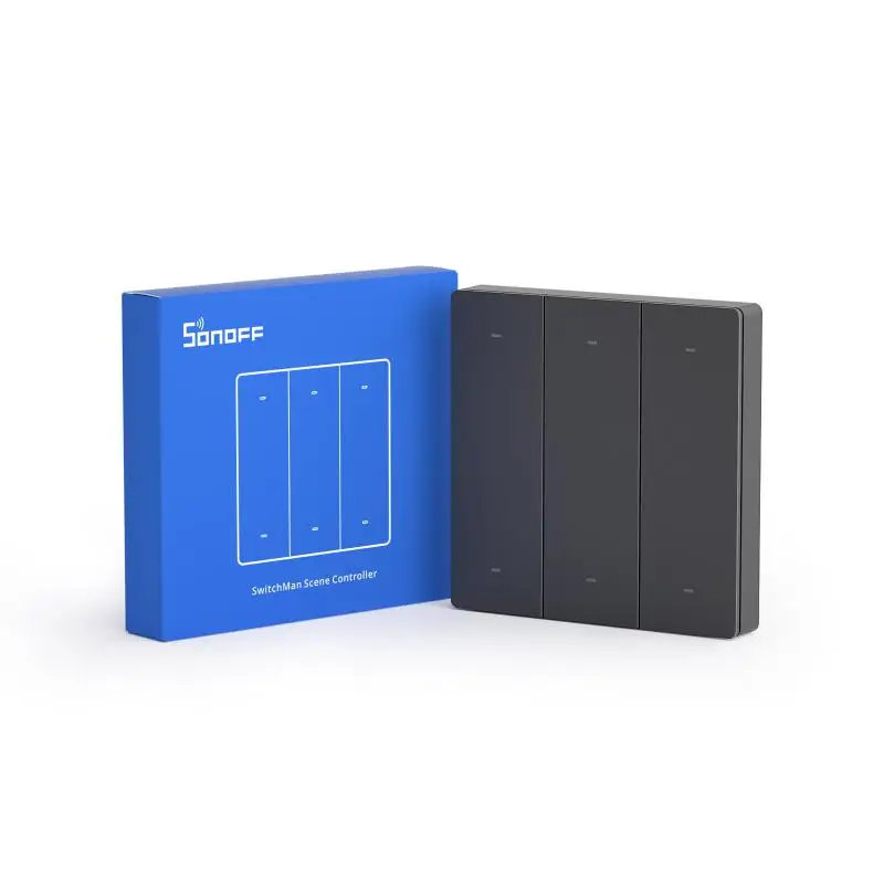 SONOFF WIFI R5 SwitchMan scena controllore 6 tasti accorto interruttore alimentato a batteria EWeLink controllo funziona con Alexa Google casa: nero / Bundle1
