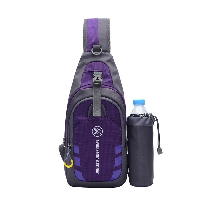 Sling Bag Chest Shoulder Backpack Crossbody Bags With Bottle Holder For iPad Tablet Outdoor Camping Hiking: Purple