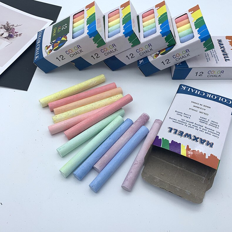 12 Stks/pak Stofvrij Krijt Pen Tekening Krijt Voor Schoolbord 6 Kleuren Stationaire Kantoor Schoolbenodigdheden