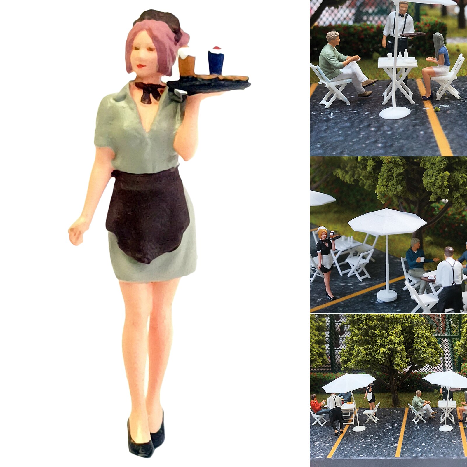 1:64 Painted Figures Waiter Manger Scene Train Layout Diorama Toy S Scale Resin Plastic Model Doll Diorama Scenario