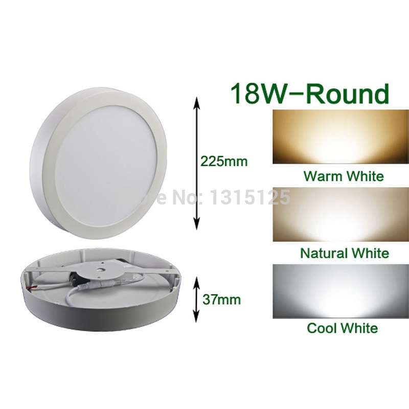 18 W LED Oppervlak Paneel Gemonteerd Gloeilamp/ronde panel licht plafondlamp 1800lm