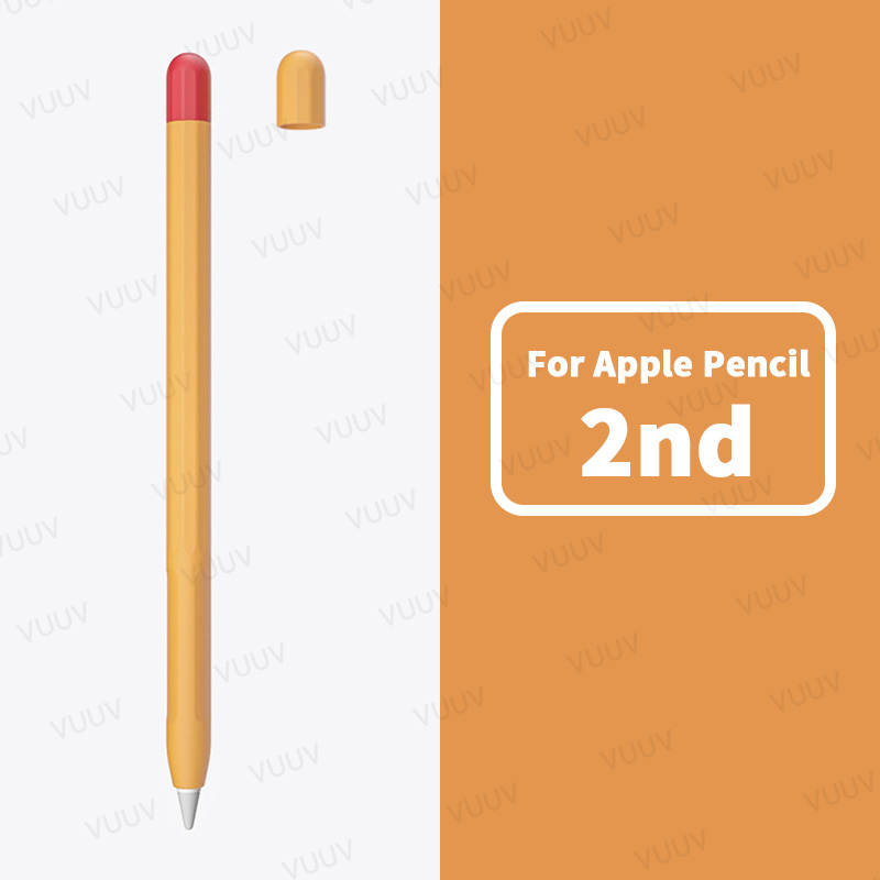 Étui souple en Silicone pour Apple Pencil, 1 ou 2 pièces, housse de protection Duotone, pour iPad de 1ère et 2ème génération: 2nd Orange