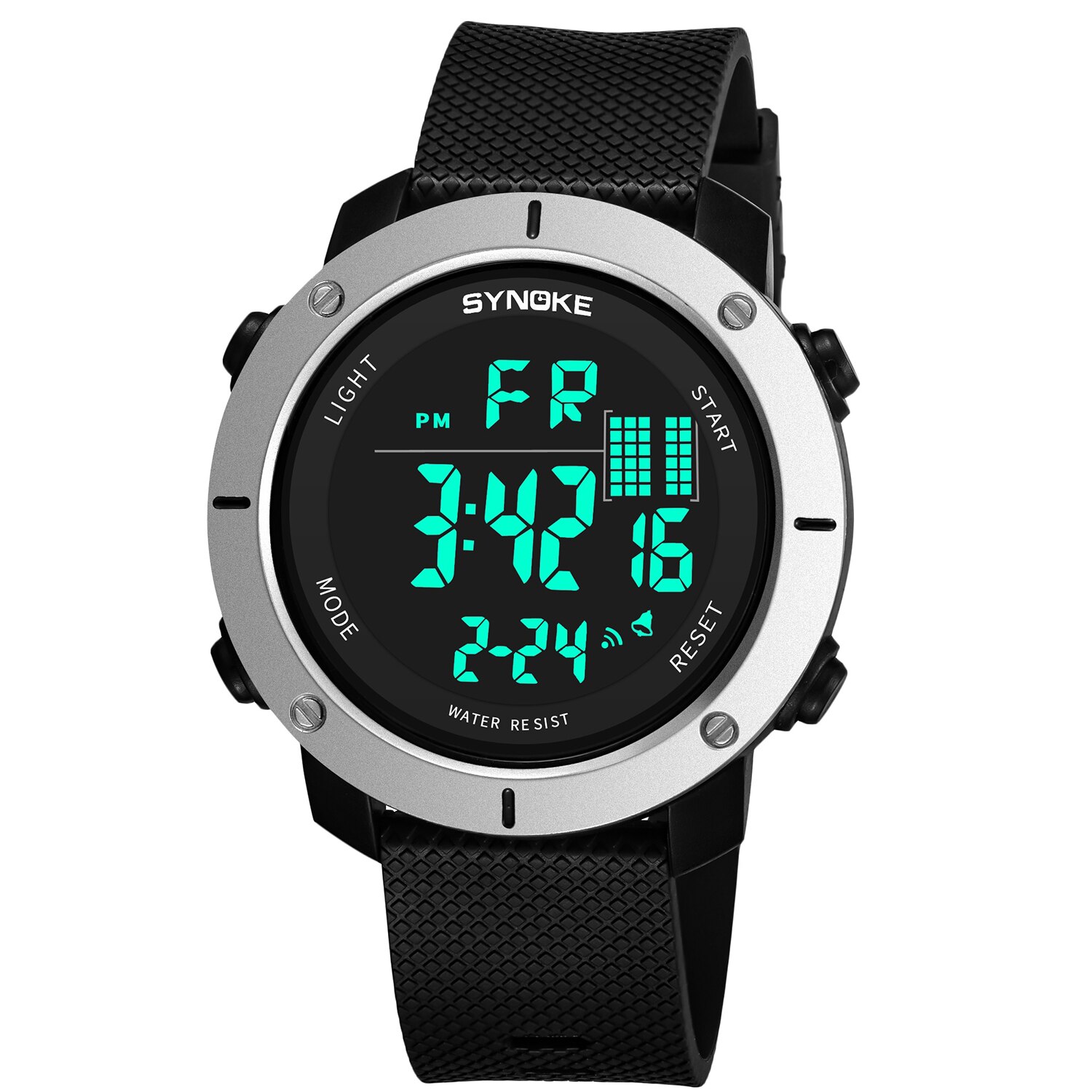 Synoke Horloge Mannen Digitale Horloges Casual Waterdichte Led Horloge Wekker Relogio Masculino Mannen Horloges Reloj Hombre: Silver