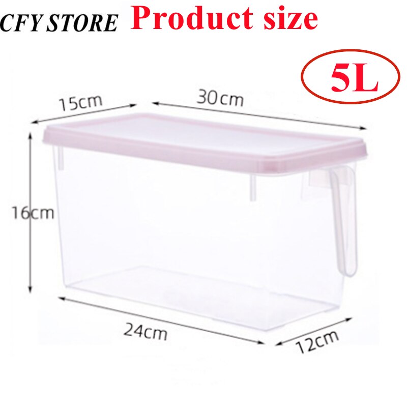 5L Grote Capaciteit Plastic Voedsel Opslag Container Keuken Opbergdoos Koelkast Noodle Multigrain Potten Thuis Plastic Container