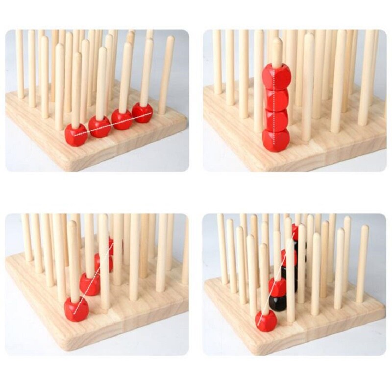 Natural Wood Chess Three-Dimensional Wooden Four Chess Spatial Thinking Games Educational Toy