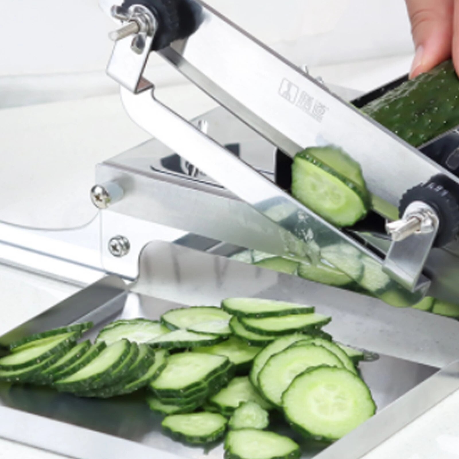 Manual Frozen Meat Slicer Stainless Steel Beef Bacon Meat Cutting Machine Can Adjustable Slice Thickness With Food Tray Dripship