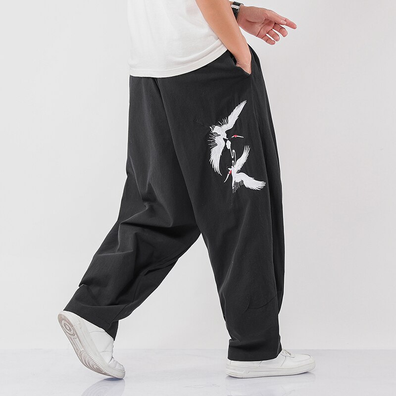 Pantalon de Jogging brodé pour homme, surdimensionné, Style Harajuku, ample, à la , survêtement, 5XL, collection automne: Chinese Size XXXL / Black
