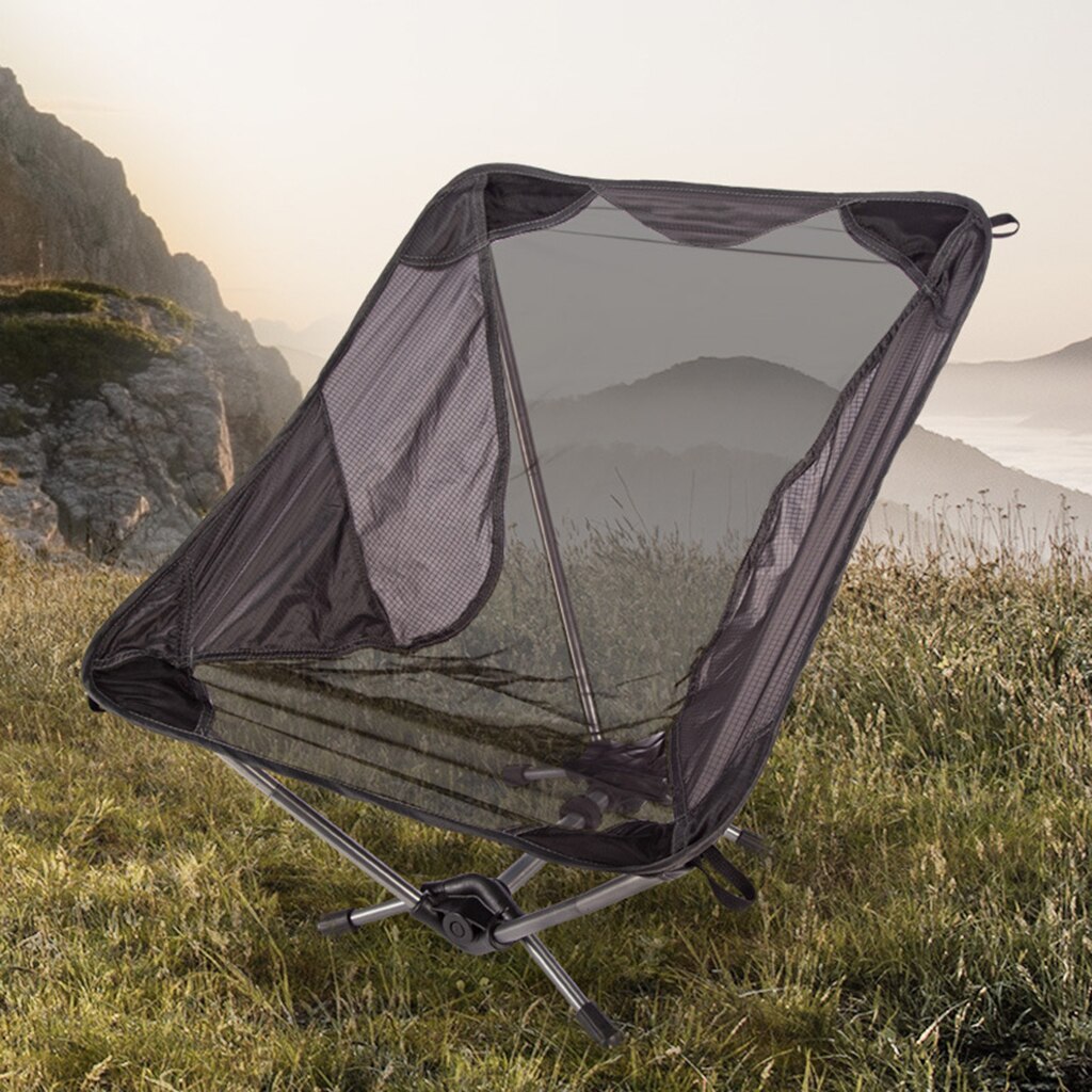 Campingstol - lav profil sammenleggbar stol til camping, Strand, piknik, grilling, sportsbegivenhet med bæreveske