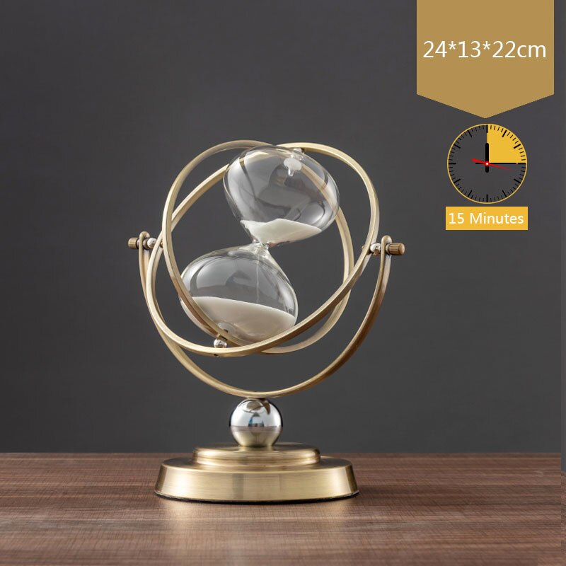 Metal timeglas ur hjem dekoration roterende globus timeglas ornament kontor stue shop borddekorationer kunst