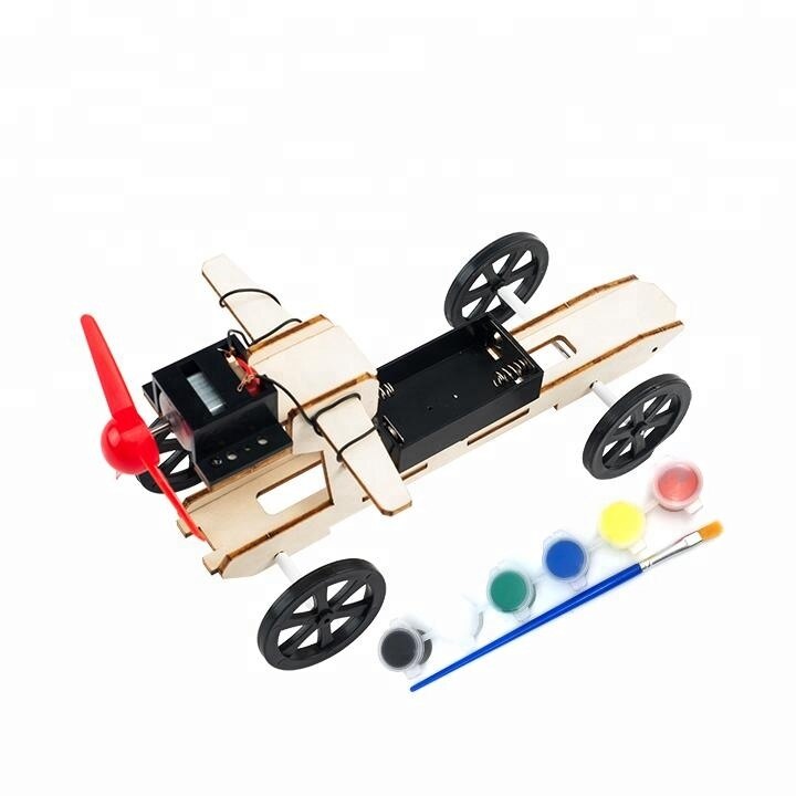 Diy energia eólica carro ciência brinquedos educativos para crianças