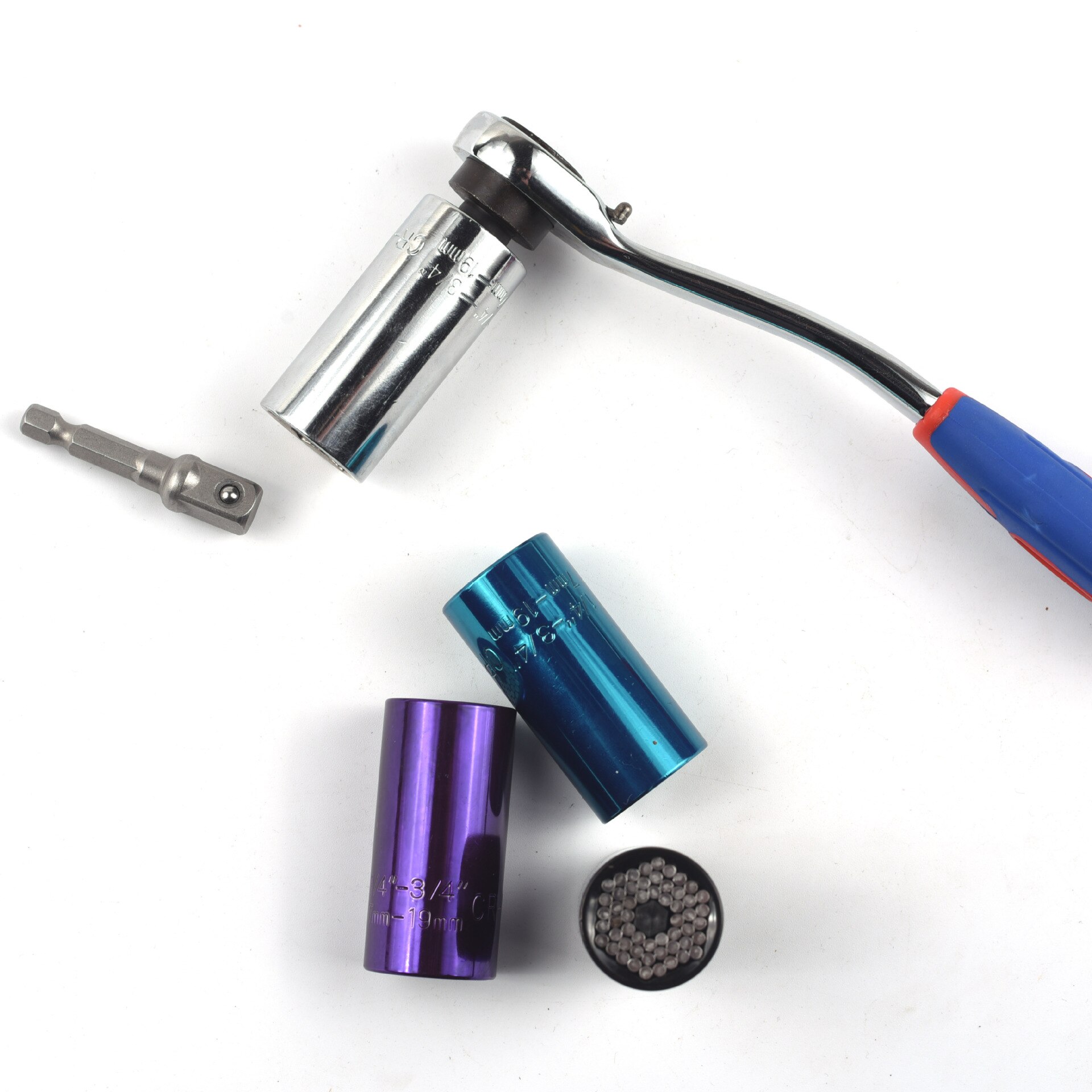 2 Pcs/Set Magic Spanner Grip Multi Function Universal Ratchet Socket 7-19mm Power Drill Adapter Car Hand Tools Repair Kit