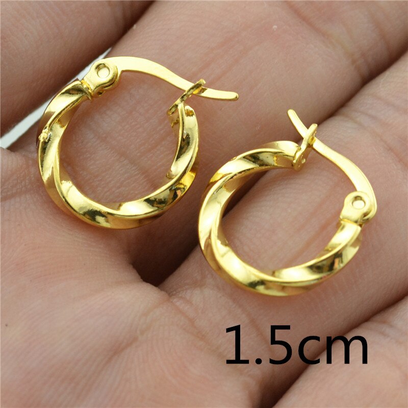 Boucles d'oreilles en forme de cercle pour hommes et femmes, en acier inoxydable, à la , bijoux de , nez en or, pour les lèvres,: gold earrings 1.5cm