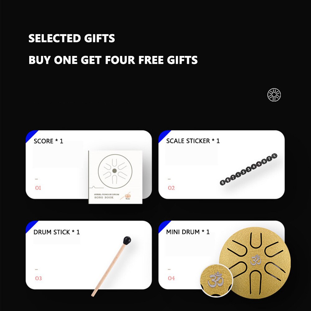 Pocket Ethereal Drum 3 inch 6 Tone Steel Tongue Drum Mini Hand Pan Drum with Drumsticks Portable Percussion Music Instrument