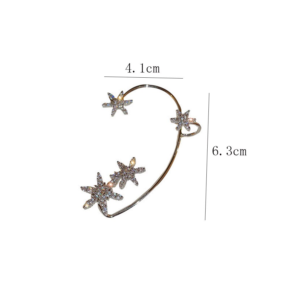 Korean Style Snowflake Ear Clips Without Piercing For Women Sparkling Zircon Ear Cuff Clip Earrings Wedding Party Jewelry