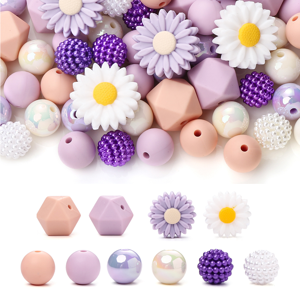 Perles de dentition en silicone pour bébé, 70 pièces, de alimentaire, pour bricolage, tétine, collier, accessoires