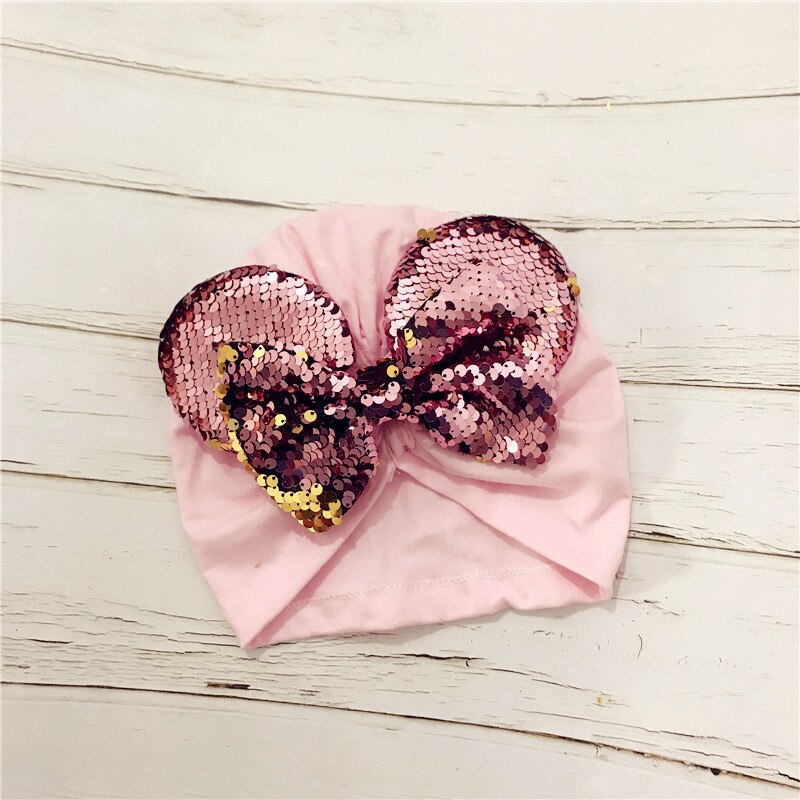 Forår sommer baby hue turban hat piger minnie mouse ører headwrap med pailletter hår sløjfer fotografering rekvisitter kasket  h262d: G