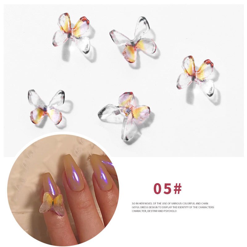 2 pcs/set 15Styles 3D Resin Butterfly Nail Art Decorations Manual Stereo Mini Manicure Butterfly DIY Rhinestones Manicure: 05