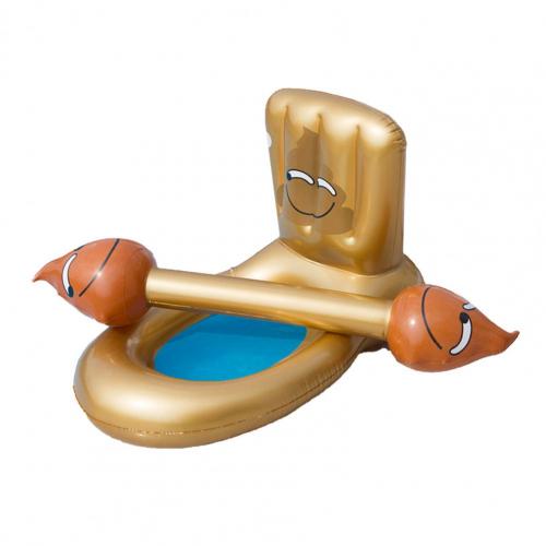 Aufblasbare, schwimmende, toilettenförmige, attraktive, stabile pvc-wassersport-liegematte für erwachsene mit wiederverwendbarer rückenlehne für den pool: Golden