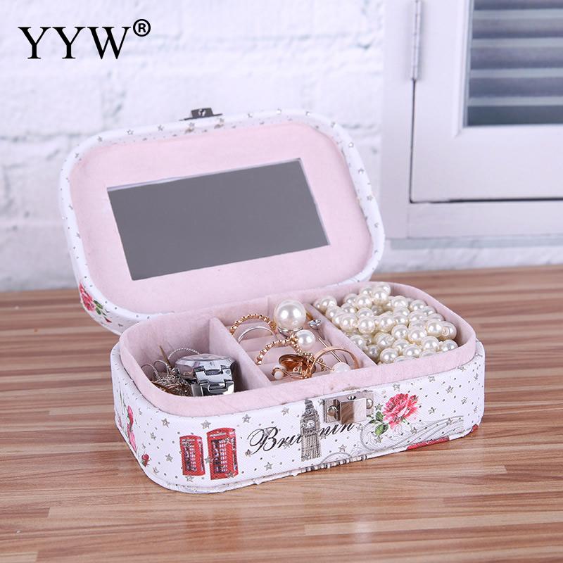 Spedizione gratuita!!! di Cuoio dell'UNITÀ di elaborazione Stampato scatola di Immagazzinaggio di Monili CaseBrand monili di disegni differenti per la scelta di Altri bianco Venduto Da PC