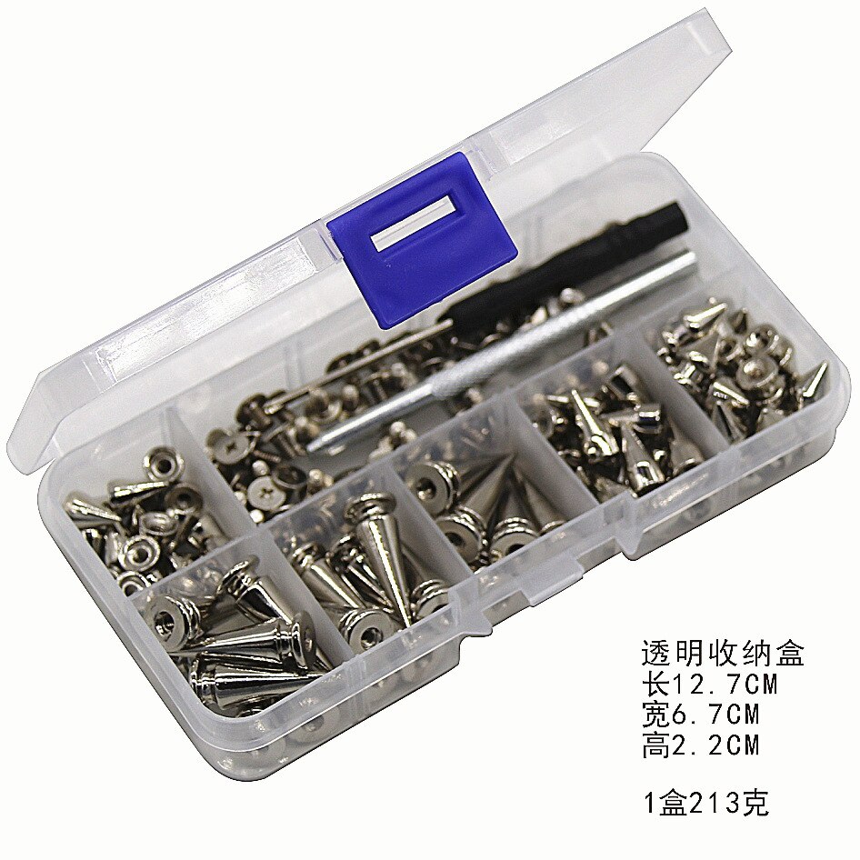 Juego de tachuelas y pinchos traseros de tornillo de remache Punk, Kit con herramientas de artesanía de cuero, cono de bala DIY para collar de pulsera de cuero, 180/80 juegos