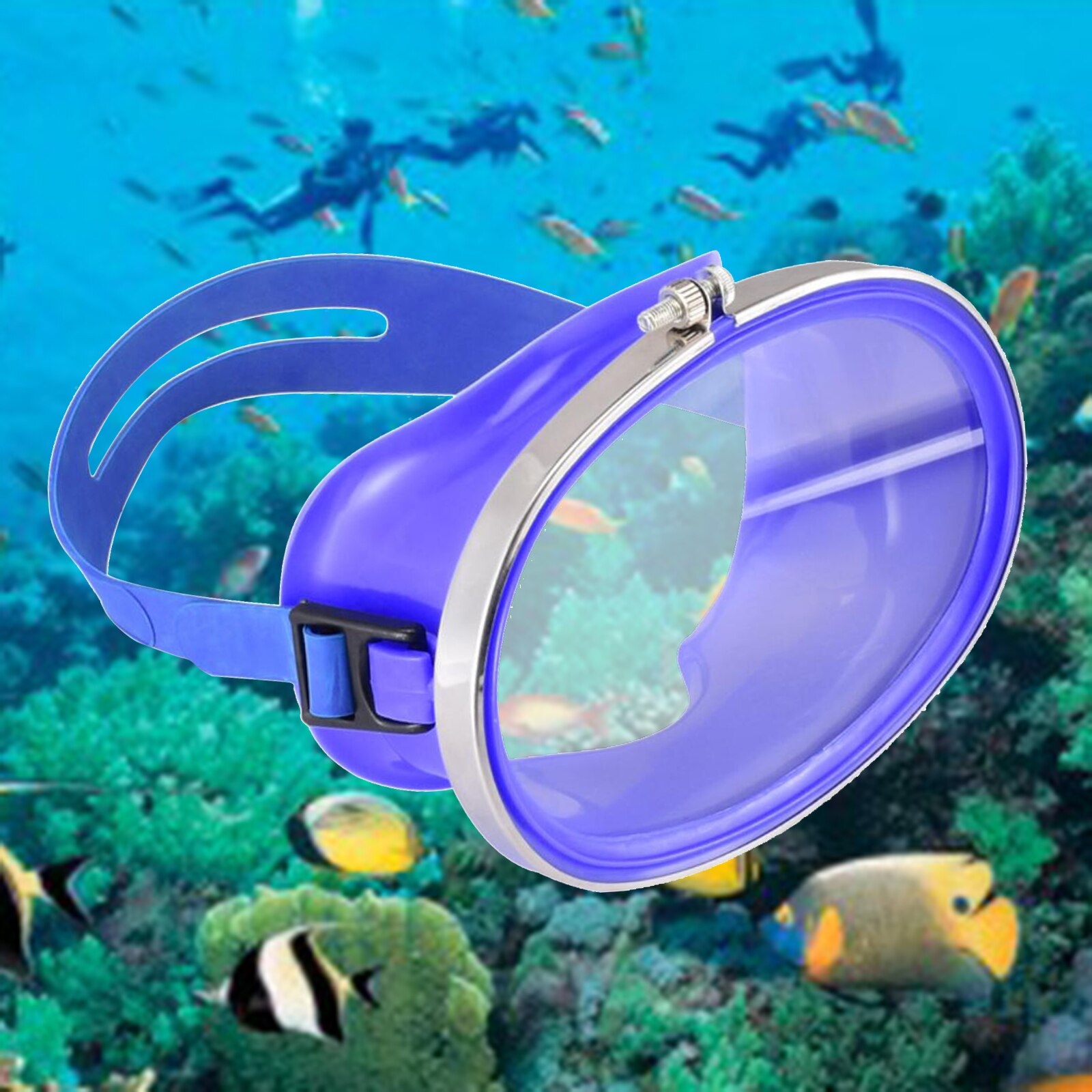 Adults Oval Scuba Dive Mask Waterproof Tempered Glass Underwater Swimming Glasses Scuba Free Diving Silicone Eyewear Equipment: Blue