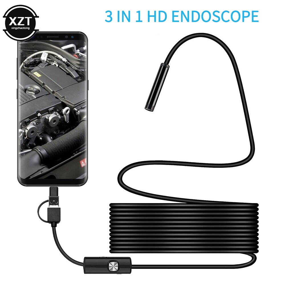 7Mm Usb Endoscoop Camera Micro Usb Otg Type C Flexibele IP67 Waterdichte 6 Verstelbare Leds Inspectie Borescope Voor Android pc