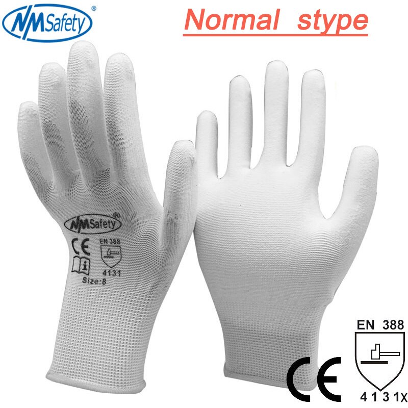 24 piezas/12 pares de guantes de seguridad para el trabajo de protección Industrial guantes de algodón de nailon Pu negro con NMSafety para jardín todos los tamaños