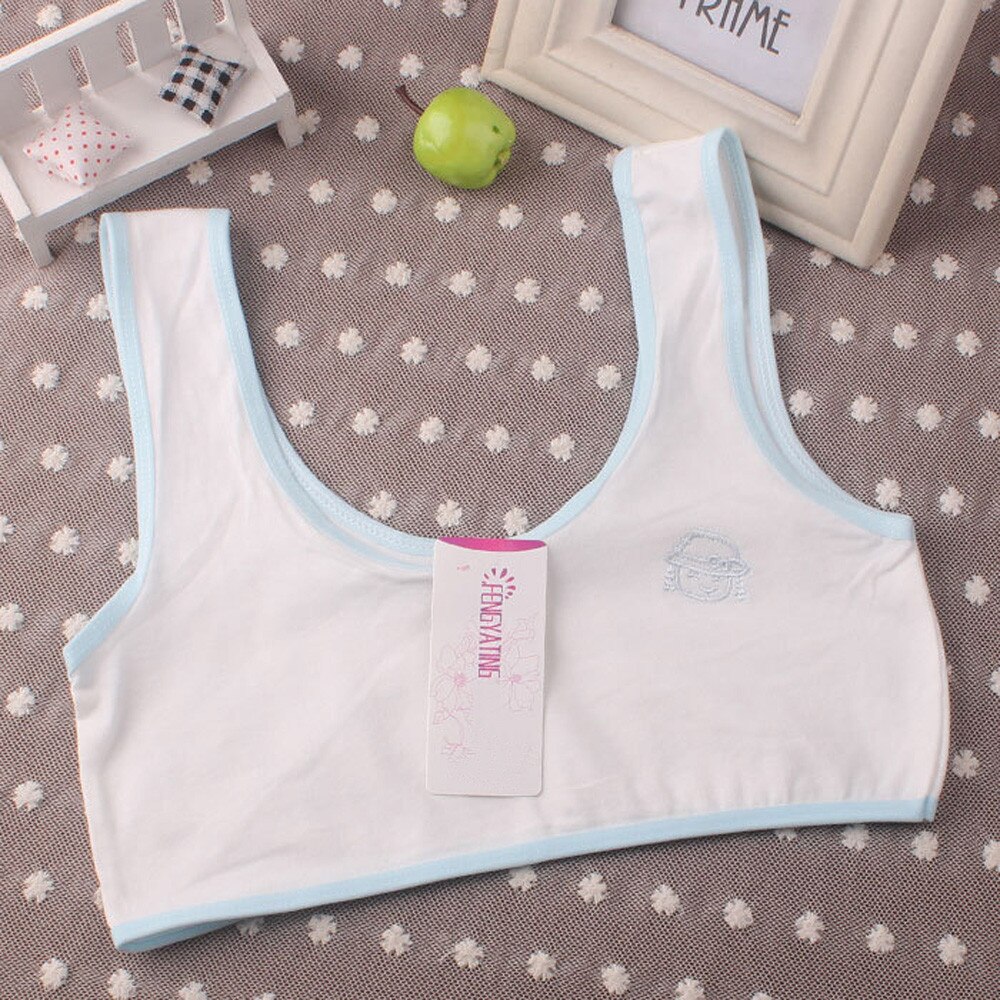 10-14 Jaar Mooie Meisjes Ondergoed Print Beha Vest Kinderen Ondergoed Sport Ondergoed Бюстгалтер Для Девочк # Py: Light Blue