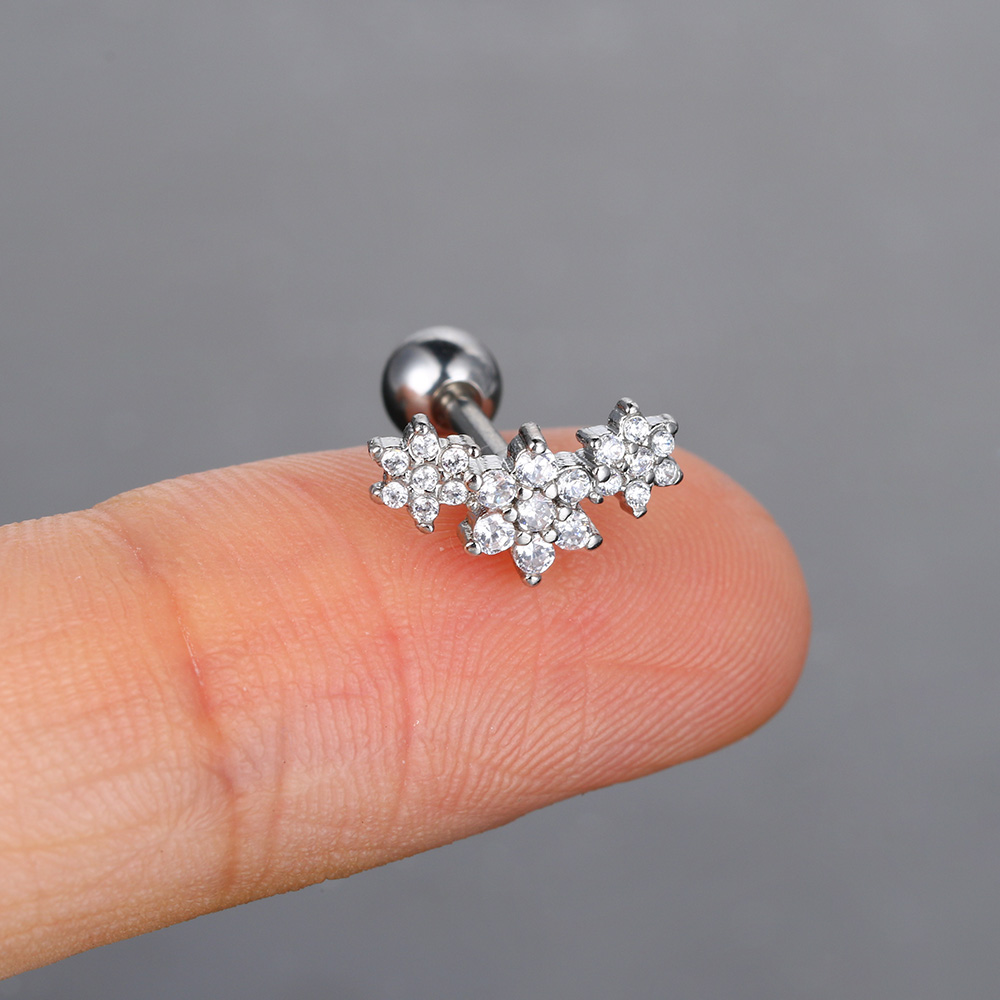 Sexy Flower Zircon Ear Piercing Stud Earring Helix Tragus Piercing for Girl Women Stainless Steel Snug Lobe Cartilage Jewelry: Light Yellow Color