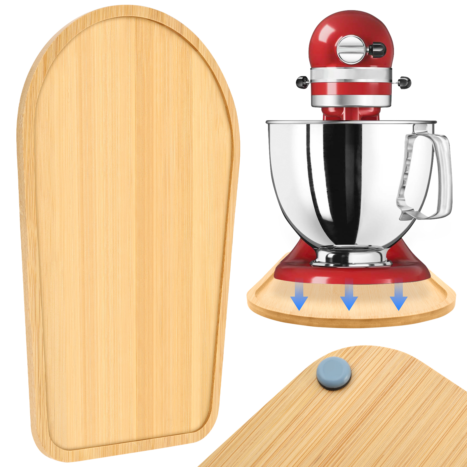 Bamboe mixer schuifmat, verschuifplank voor staande mixer, gemakkelijk te verplaatsen mixer, opbergbak voor 4.5-5 qt / 5-7 qt staande mixers.
