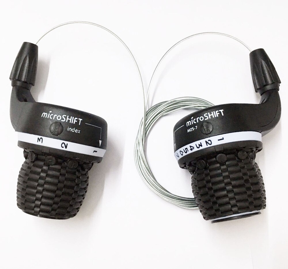 Microshift Twist MTB Cycling Bike Left &amp; Right Twist Grip Gear Shifters 3X7 Speeds Trip DIP Compatible for Shimano Shifters