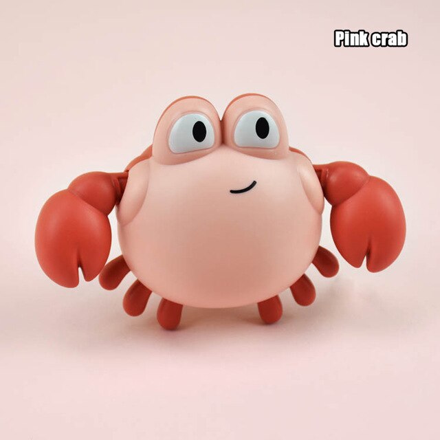 1pcs Del Bambino Acqua Giocattoli Da Bagno Anatre Animale Del Fumetto Catena di Orologeria Granchio Pinguino Balena Piscina Piscina di Balneazione Giocattoli Per I Bambini regalo: Pink Crab