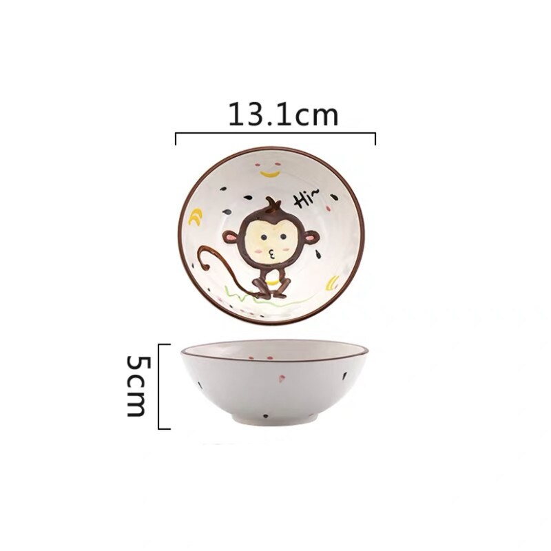 Nordic Ceramic Animal Dinner Plate Children's Rice Bowl Cute Home Baby Tableware Cartoon Dessert Dishes Breakfast Plate: Q